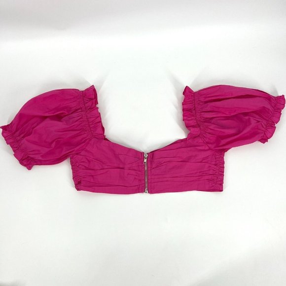 Forever 21 Top Cropped Puff Sleeve Pink Bandeau NWT - Picture 3 of 10